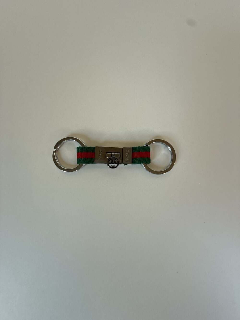 Gucci Web Stripe Push-Lock Keychain Key Fob